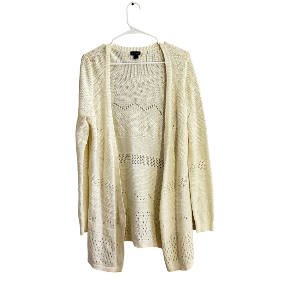 Torrid Ivory Open Knit Cardigan Sweater Women’s Size 1 XL